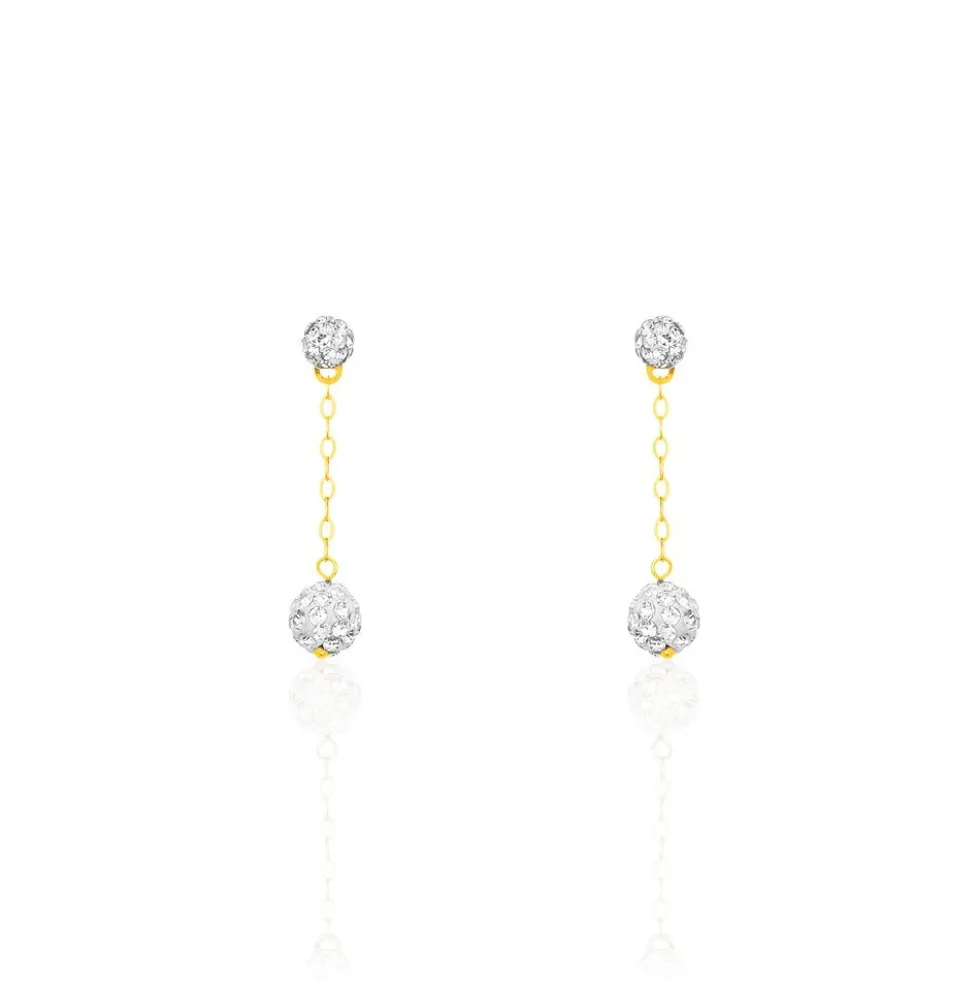 Boucles D'oreilles Pendantes Athena Or Jaune Strass