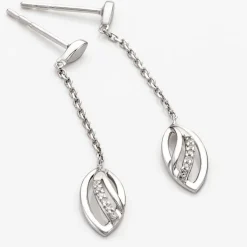 Boucles D'oreilles Pendantes Or Blanc Aatami Diamants