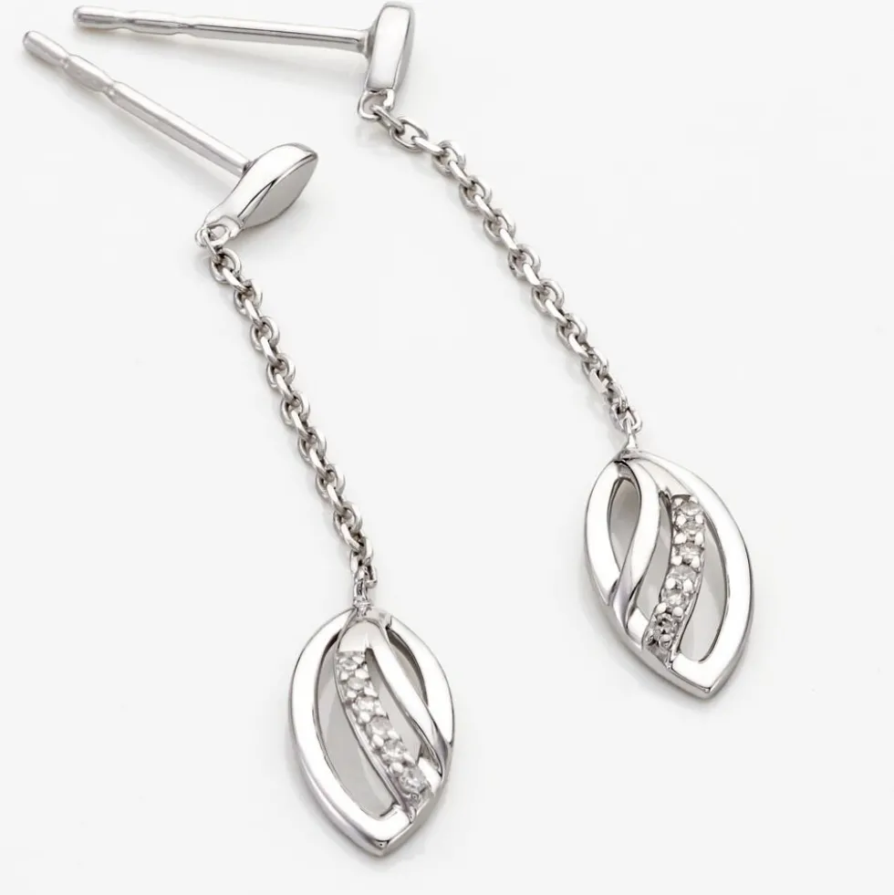 Boucles D'oreilles Pendantes Or Blanc Aatami Diamants
