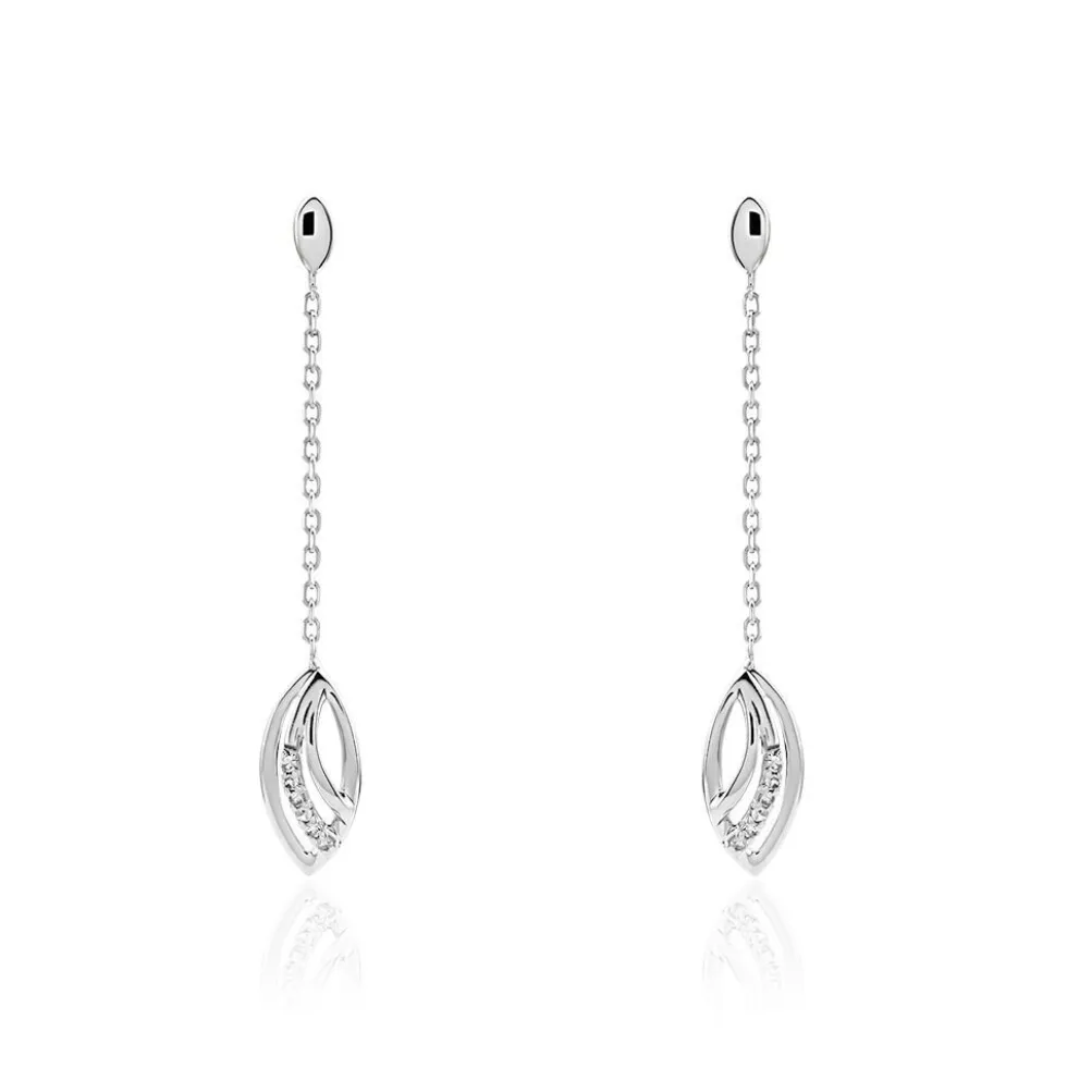 Boucles D'oreilles Pendantes Or Blanc Aatami Diamants