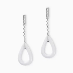 Boucles D'oreilles Pendantes Peer Argent Blanc Oxyde De Zirconium