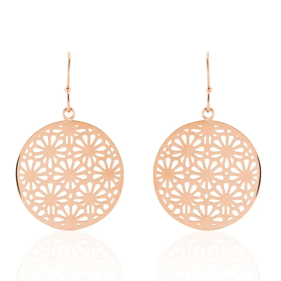 Boucles D'oreilles Pendantes Lace Acier Rose