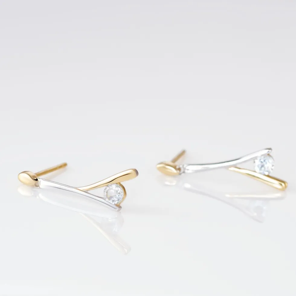 Boucles D'oreilles Pendantes Madli Or Bicolore Topaze