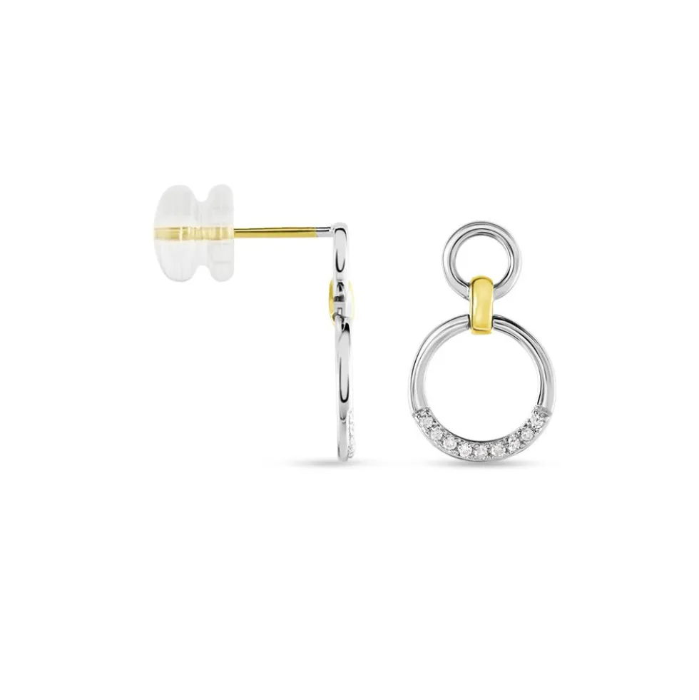 Boucles D'oreilles Pendantes Or Bicolore Nioline Diamants