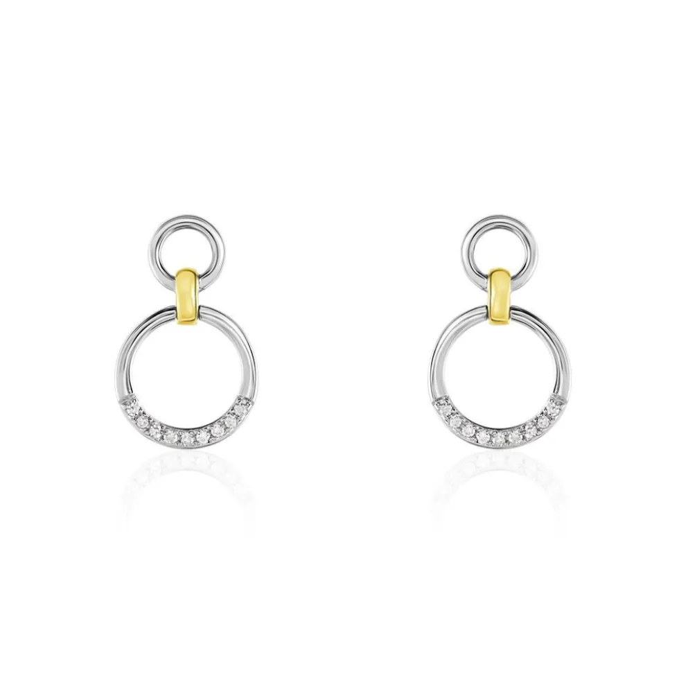 Boucles D'oreilles Pendantes Or Bicolore Nioline Diamants