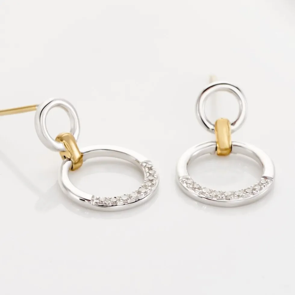 Boucles D'oreilles Pendantes Or Bicolore Nioline Diamants