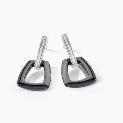 Boucles D'oreilles Pendantes Ezra Argent Blanc Céramique Et Oxyde