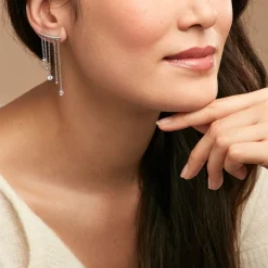 Boucles D'oreilles Pendantes Cainan Argent Blanc Oxyde De Zirconium