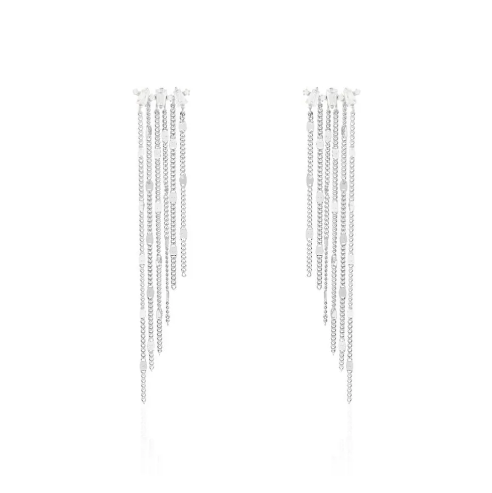 Boucles D'oreilles Pendantes Argent Blanc Vilko Oxyde