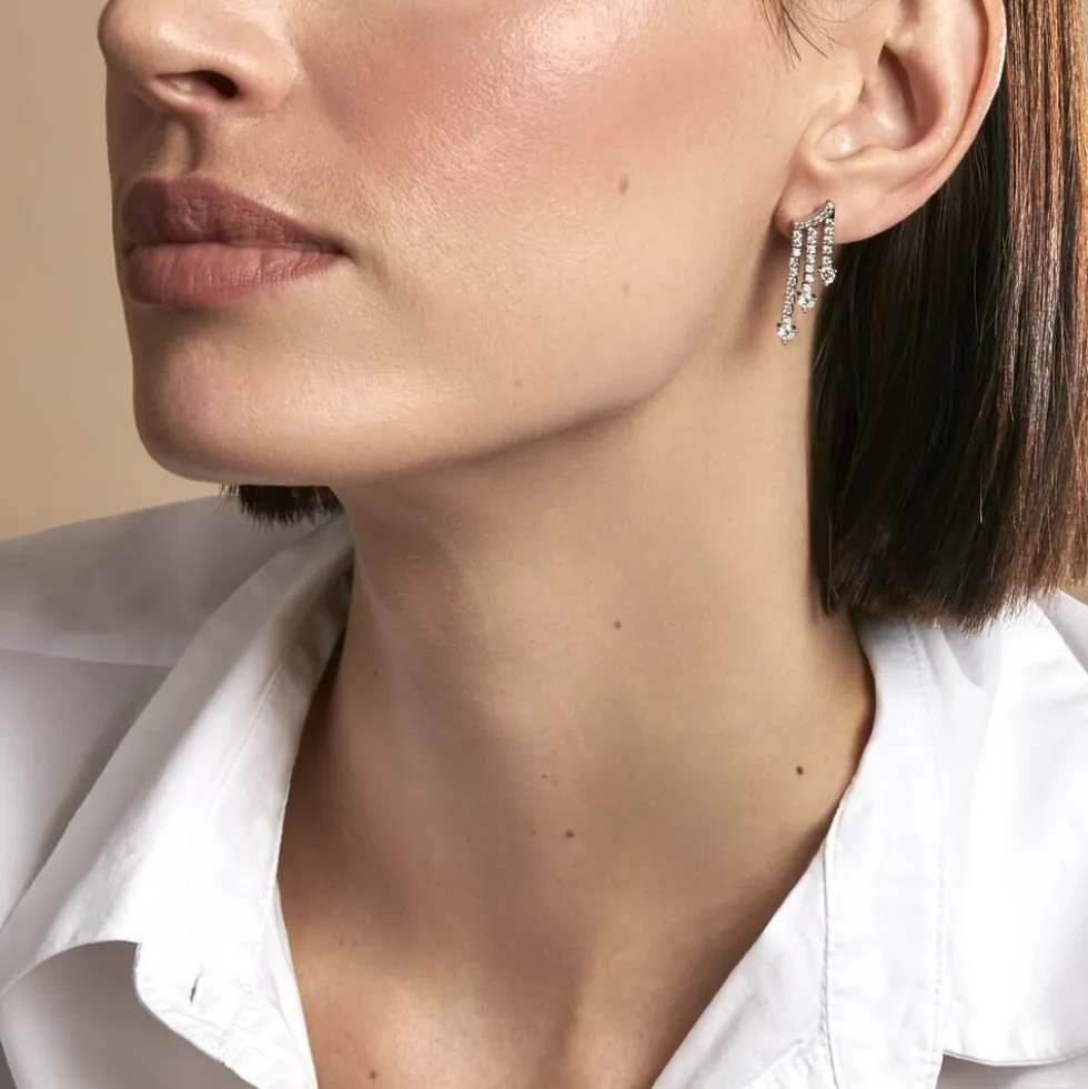 Boucles D'oreilles Pendantes Isalis Argent Blanc Oxyde De Zirconium