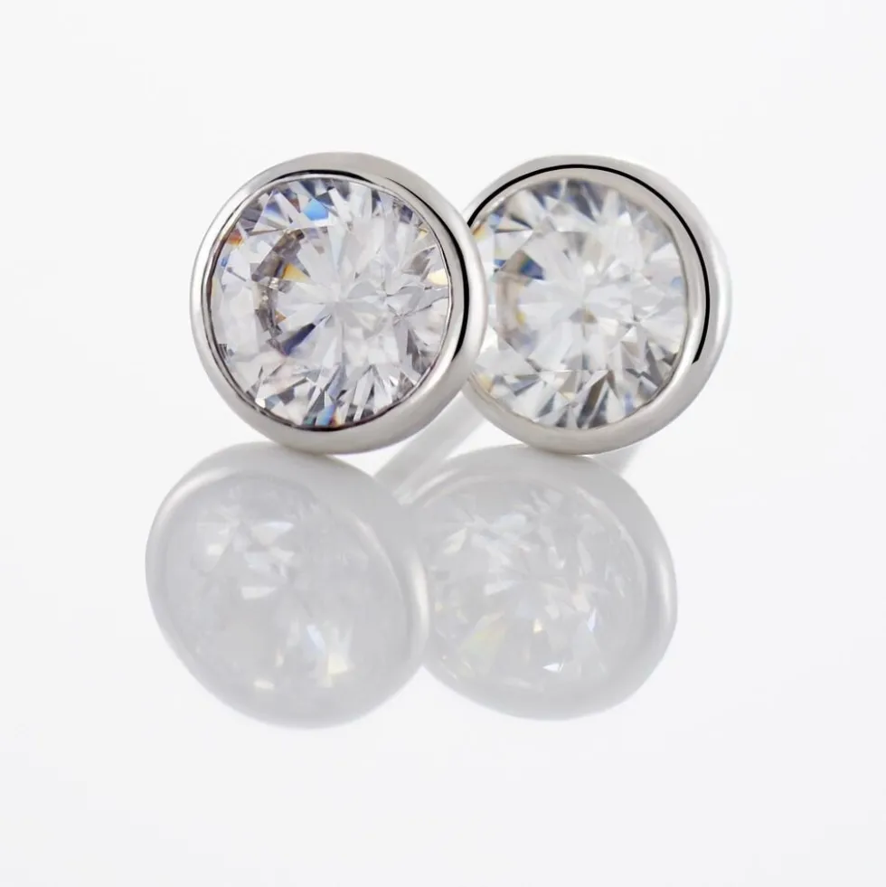 Boucles D'oreilles Pendantes Abha Argent Blanc Oxyde De Zirconium