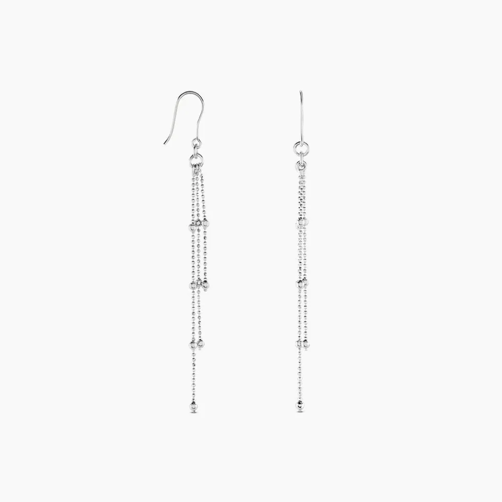 Boucles D'oreilles Pendantes Laïa Argent Blanc