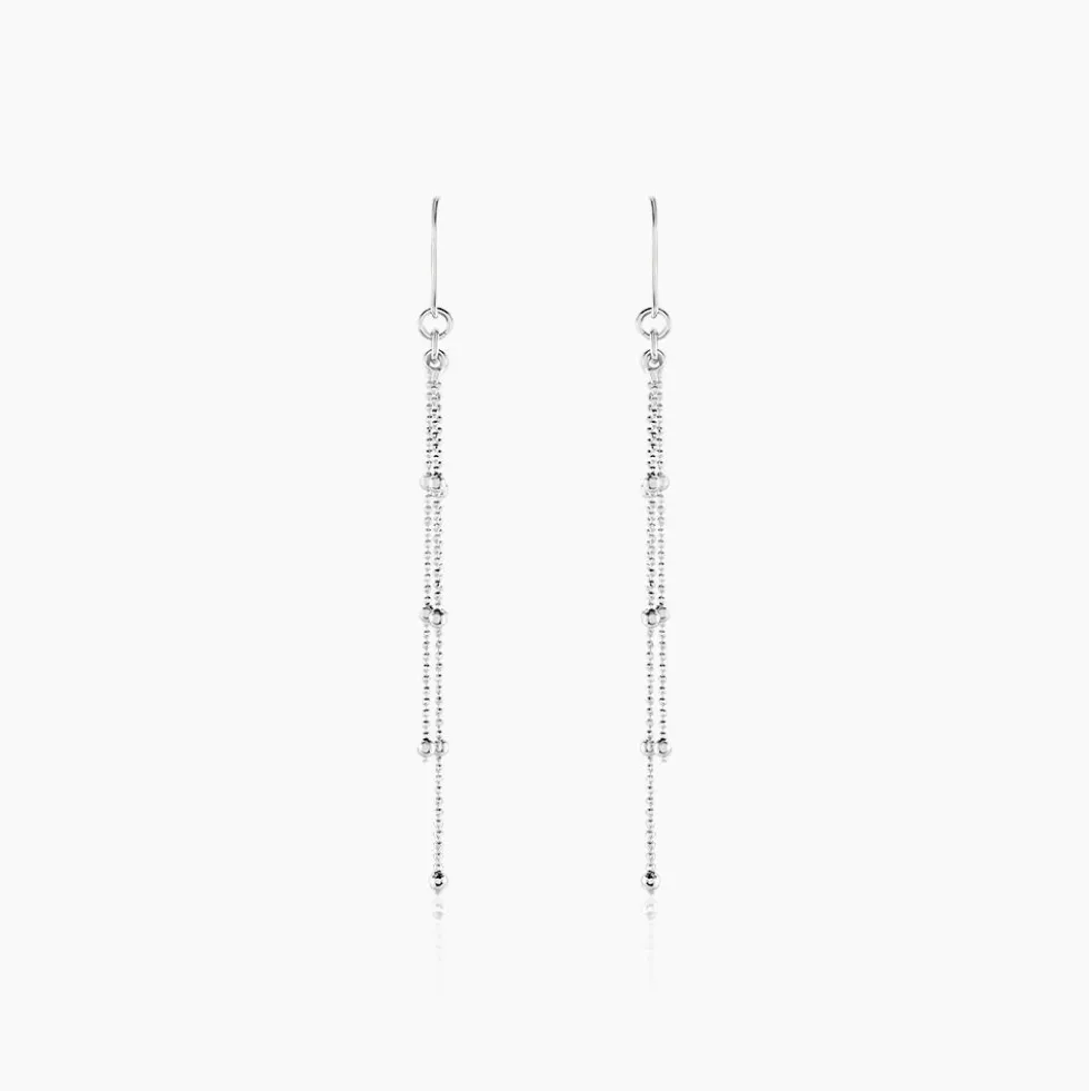 Boucles D'oreilles Pendantes Laïa Argent Blanc