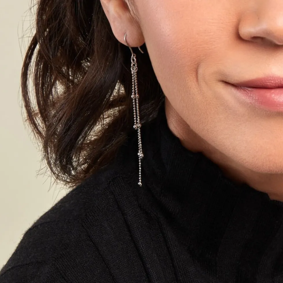 Boucles D'oreilles Pendantes Laïa Argent Blanc