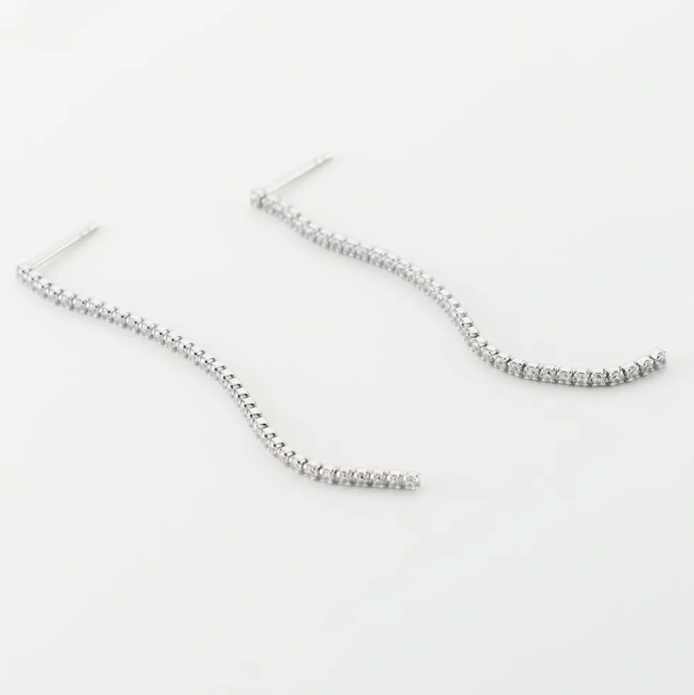 Boucles D'oreilles Pendantes Lou-anne Argent Blanc Oxyde De Zirconium