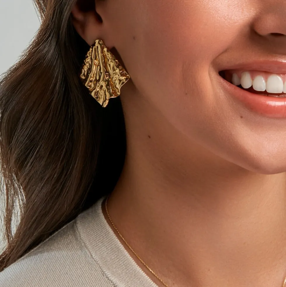 Boucles D'Oreilles Puces Abella Acier Jaune