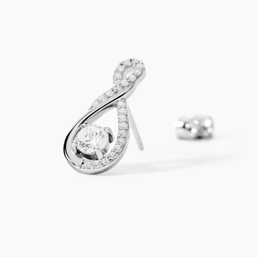Boucles D'oreilles Puces Absa Argent Blanc Oxyde De Zirconium