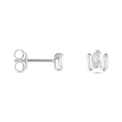 Boucles D'oreilles Puces Adria Argent Blanc Oxyde De Zirconium