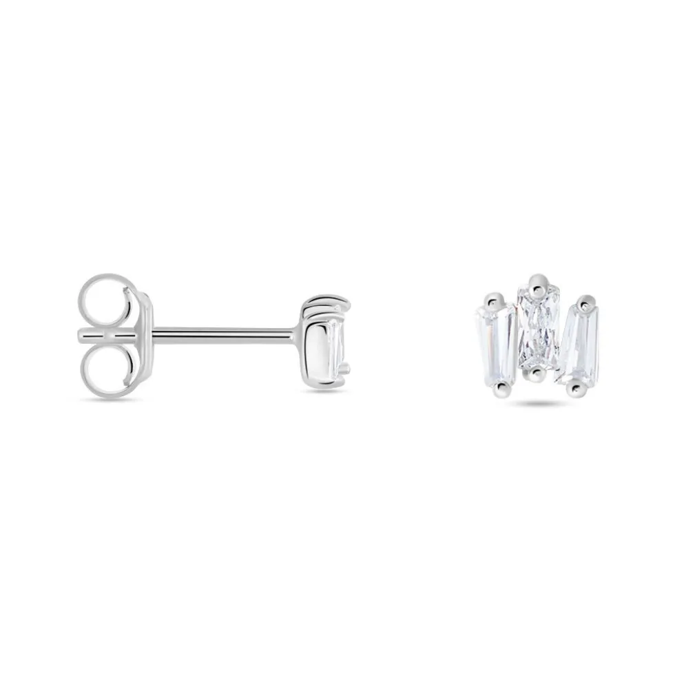 Boucles D'oreilles Puces Adria Argent Blanc Oxyde De Zirconium