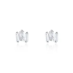 Boucles D'oreilles Puces Adria Argent Blanc Oxyde De Zirconium