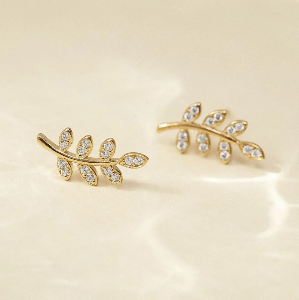 Boucles D'oreilles Puces Ael Or Jaune Oxyde De Zirconium