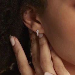 Boucles D'oreilles Puces Aglae Or Blanc Oxyde De Zirconium