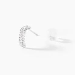 Boucles D'oreilles Puces Aglae Or Blanc Oxyde De Zirconium