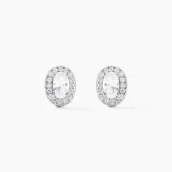 Boucles D'oreilles Puces Albertina Argent Blanc Oxyde De Zirconium