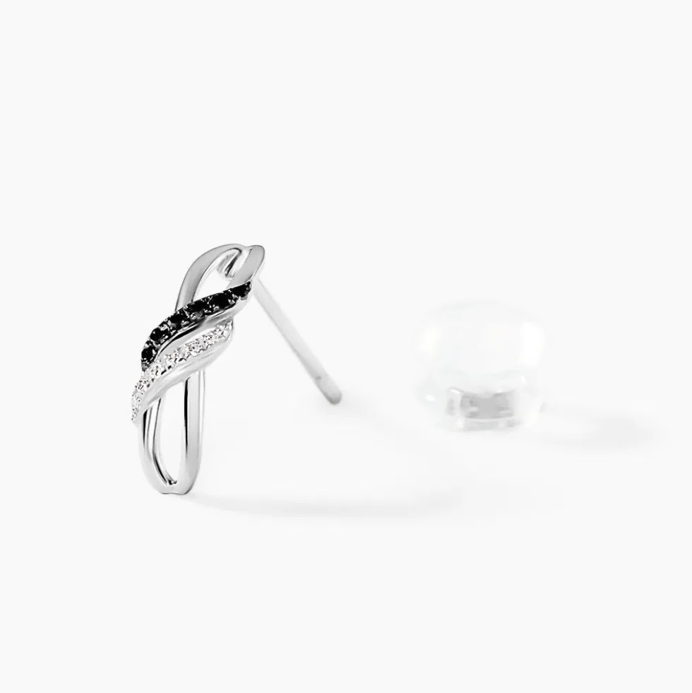 Boucles D'oreilles Puces Aline Or Blanc Diamant