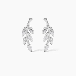 Boucles D'oreilles Puces Alma Argent Blanc Oxyde De Zirconium