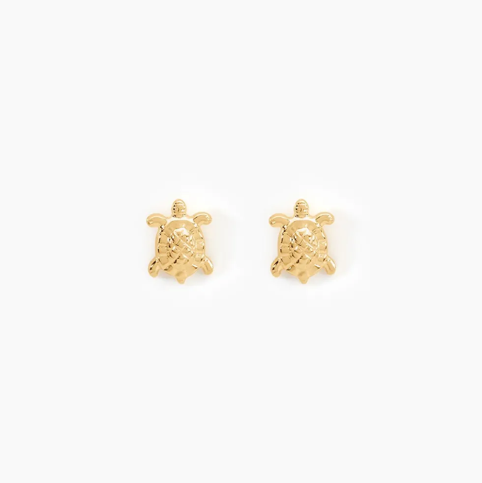 Boucles D'oreilles Puces Almahae Tortue Or Jaune
