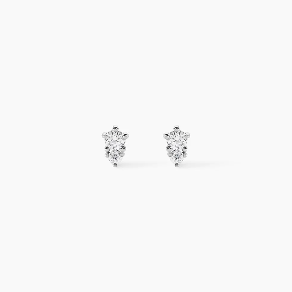 Boucles D'oreilles Puces Almira Argent Blanc Oxyde De Zirconium