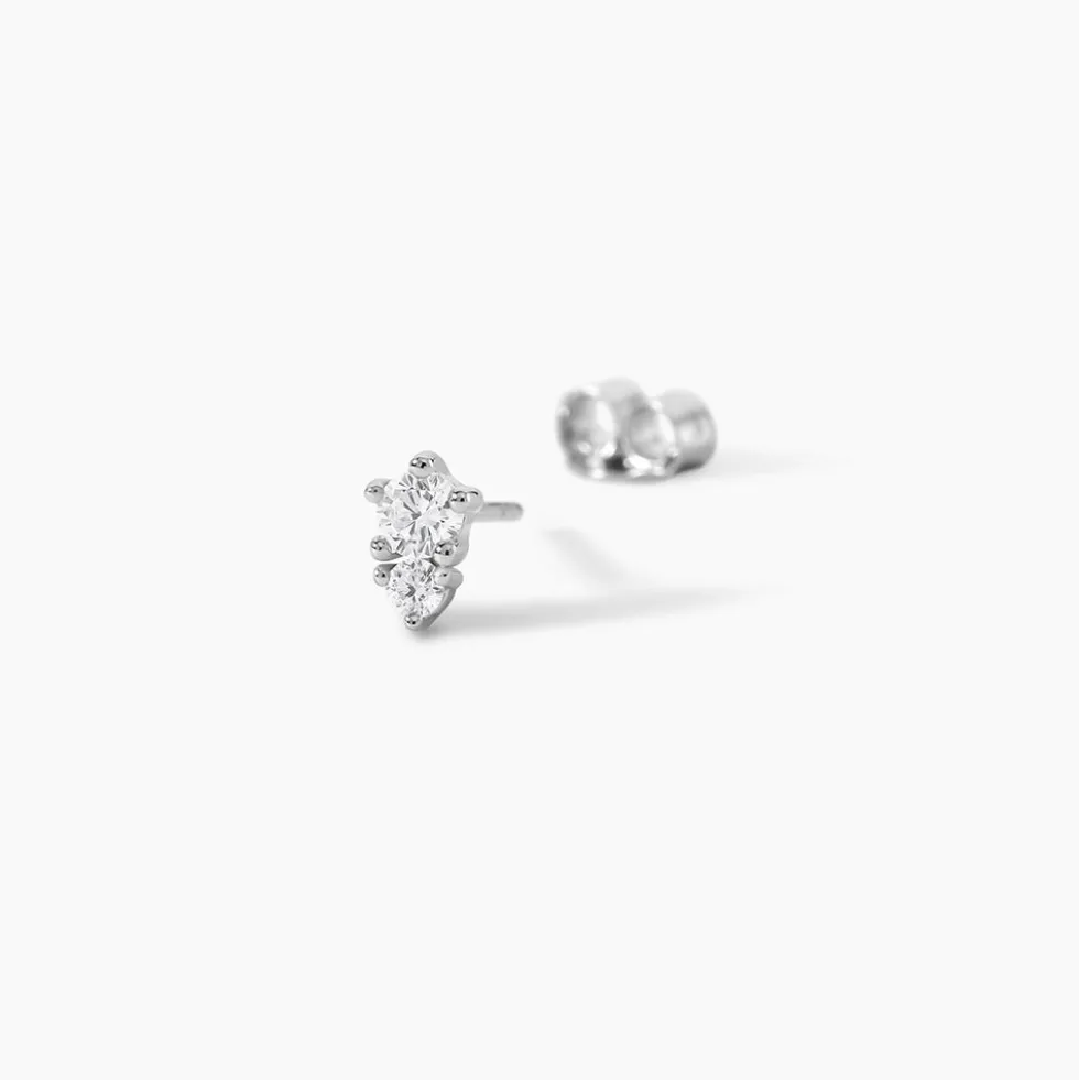 Boucles D'oreilles Puces Almira Argent Blanc Oxyde De Zirconium