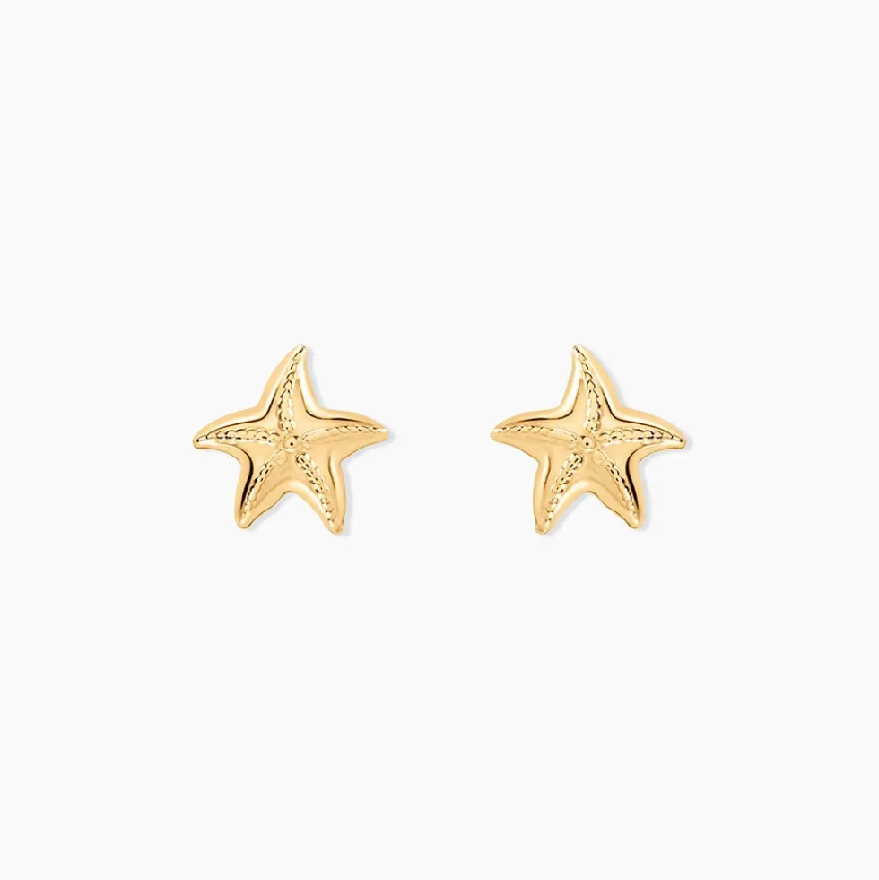 Boucles D'oreilles Puces Alphonsine Etoile De Mer Or Jaune