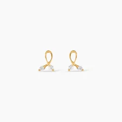 Boucles D'oreilles Puces Alvina Ruban Or Jaune Oxyde De Zirconium