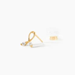 Boucles D'oreilles Puces Alvina Ruban Or Jaune Oxyde De Zirconium