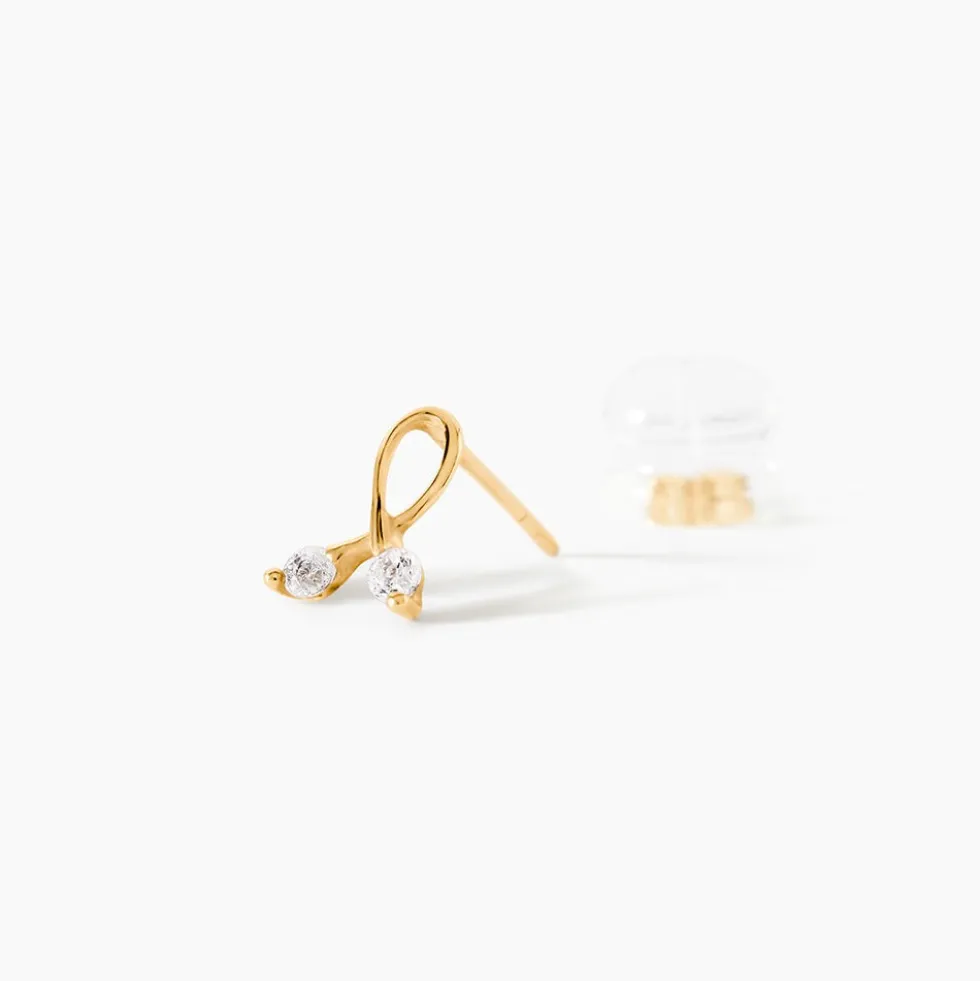 Boucles D'oreilles Puces Alvina Ruban Or Jaune Oxyde De Zirconium
