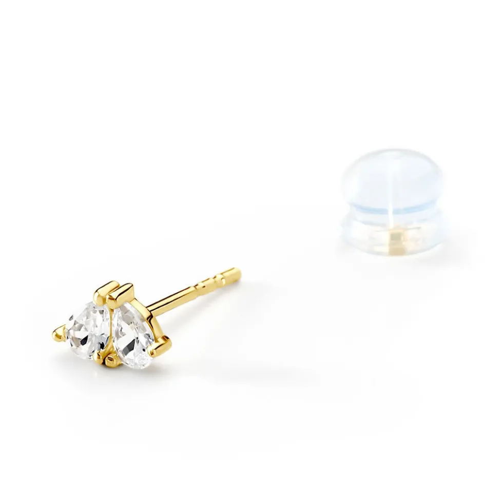 Boucles D'oreilles Puces Amandia Or Jaune Oxyde De Zirconium