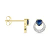 Boucles D'oreilles Puces Ambrosine Or Jaune Saphir Diamant