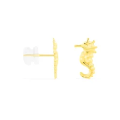 Boucles D'oreilles Puces Ambrosie Hippocampe Or Jaune