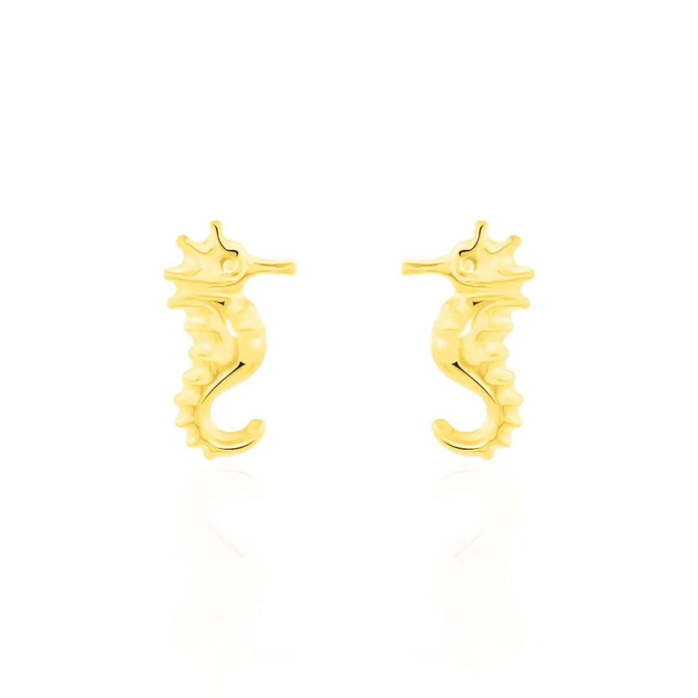 Boucles D'oreilles Puces Ambrosie Hippocampe Or Jaune