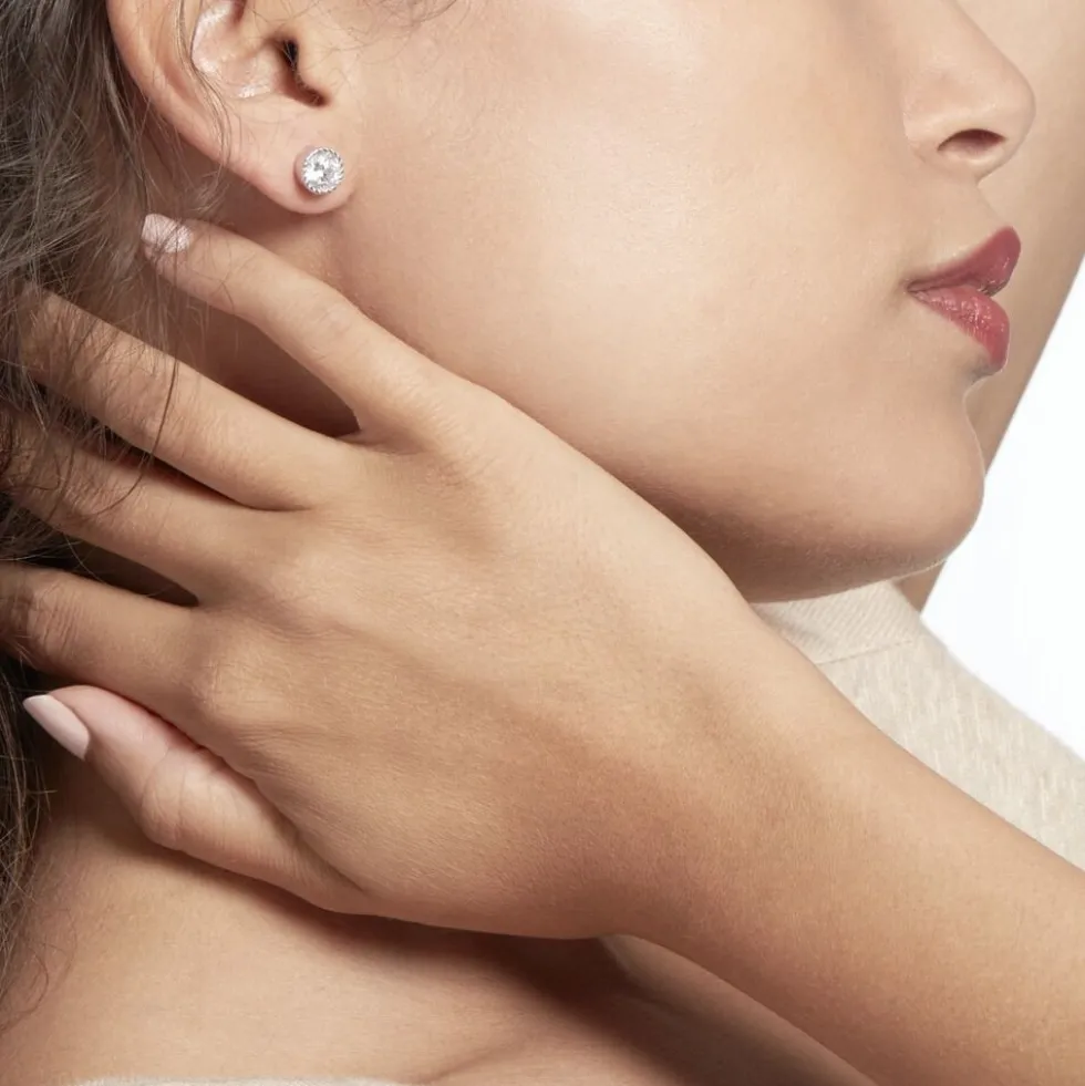 Boucles D'oreilles Puces Anaissa Argent Blanc Oxyde De Zirconium