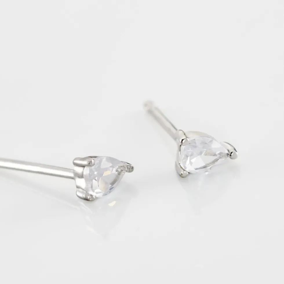 Boucles D'oreilles Puces Anaru Argent Blanc Oxyde De Zirconium
