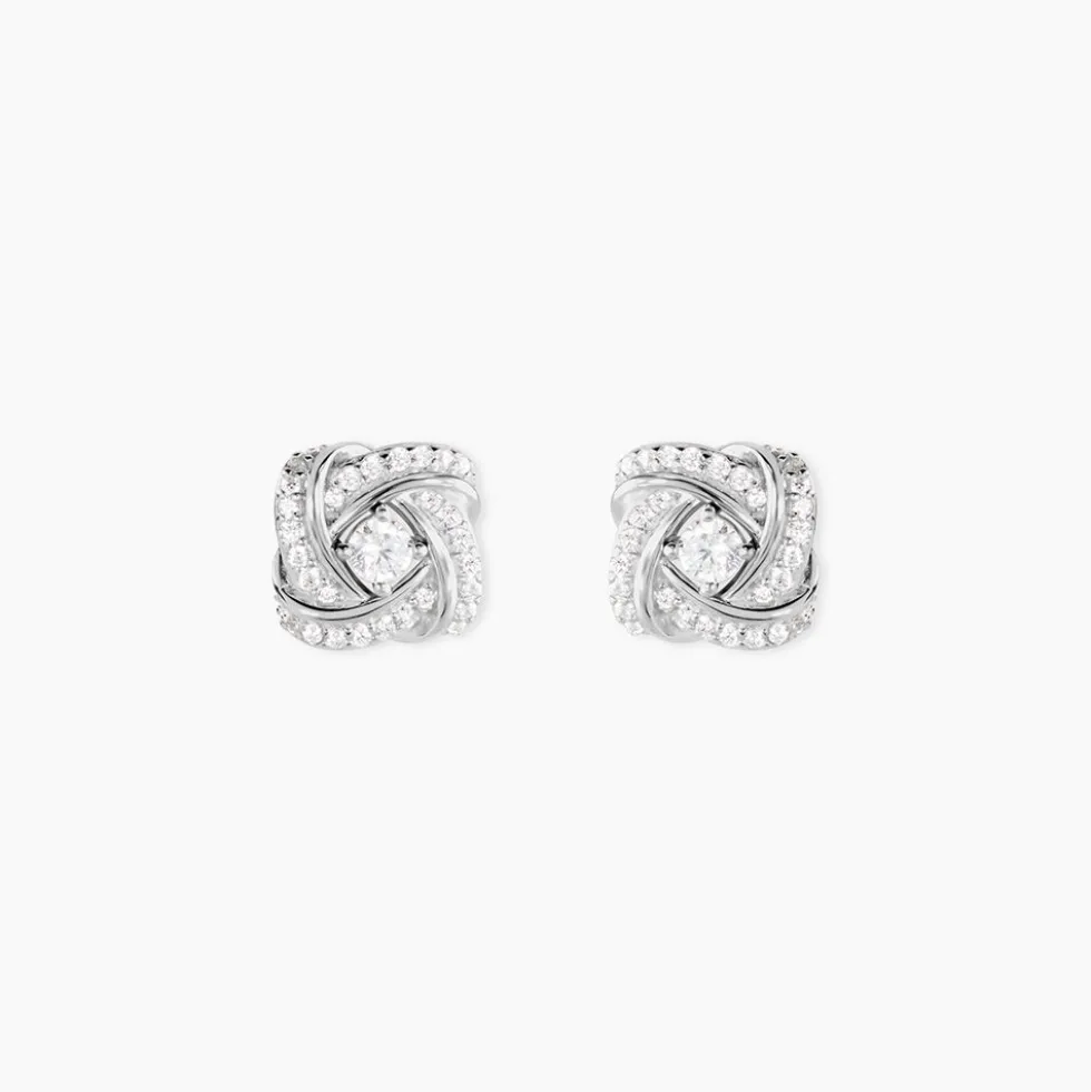 Boucles D'oreilles Puces Anasthase Argent Blanc Oxyde De Zirconium
