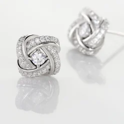 Boucles D'oreilles Puces Anasthase Argent Blanc Oxyde De Zirconium