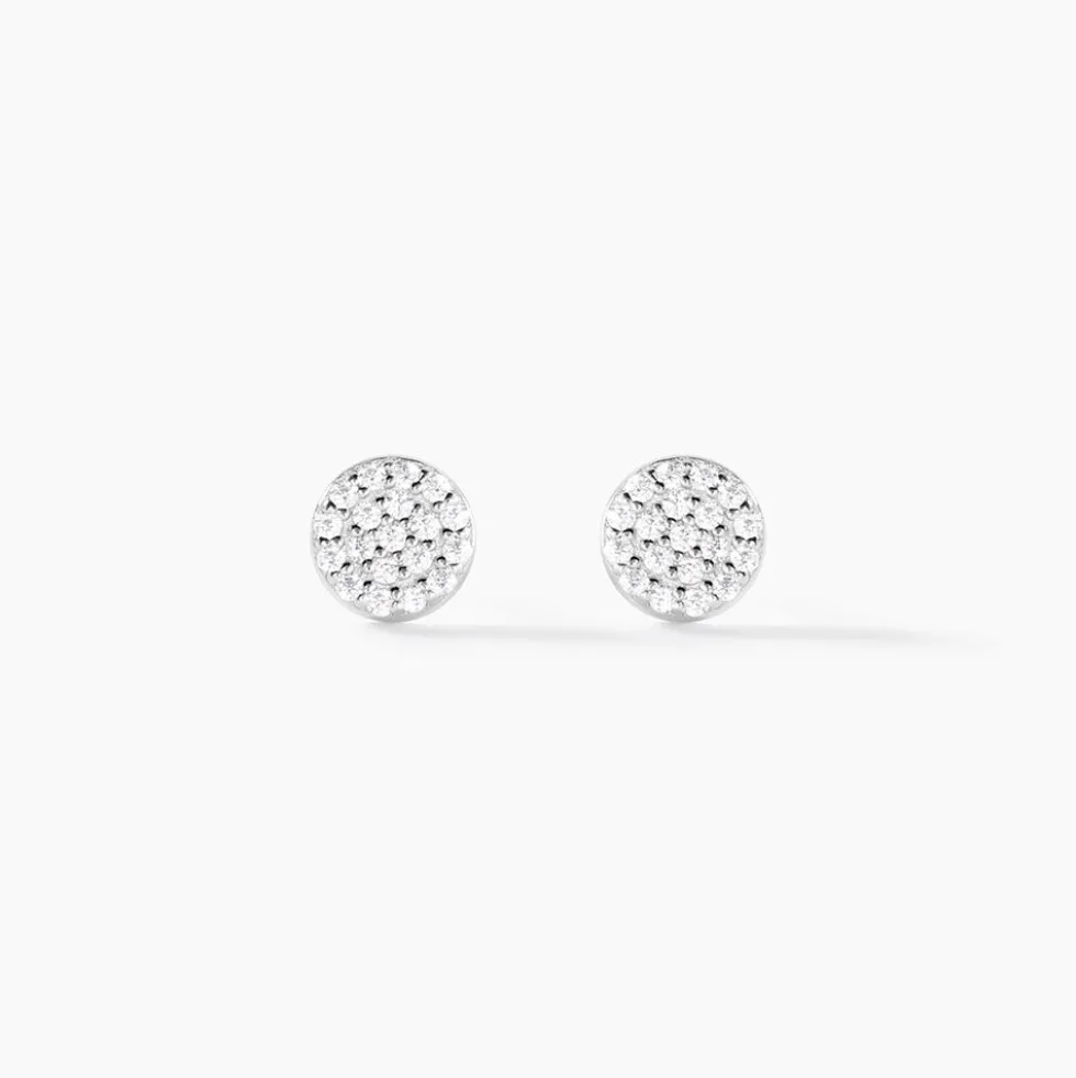 Boucles D'oreilles Puces Angeles Argent Blanc Oxyde De Zirconium