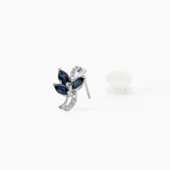 Boucles D'oreilles Puces Angie Or Blanc Saphir Et Diamant