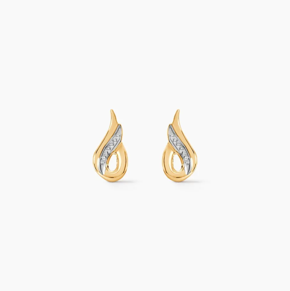 Boucles D'oreilles Puces Anila Gouttes Or Bicolore