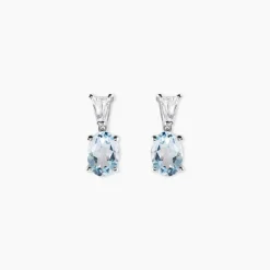 Boucles D'oreilles Puces Annchen Or Blanc Topaze Et Oxyde De Zirconium