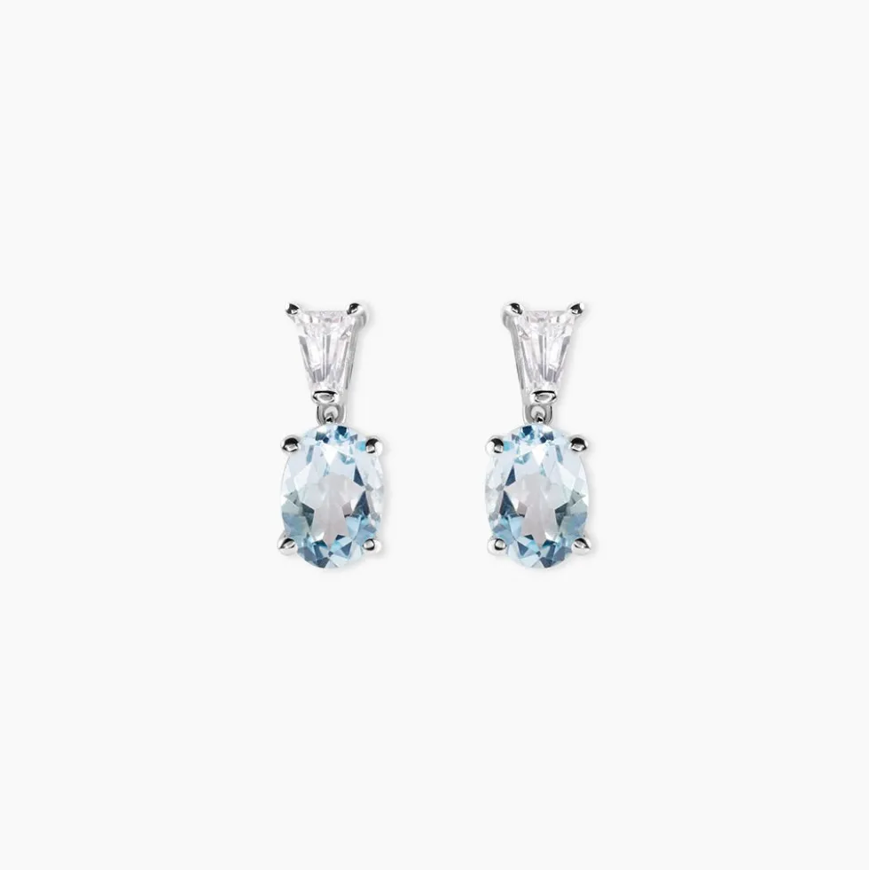 Boucles D'oreilles Puces Annchen Or Blanc Topaze Et Oxyde De Zirconium